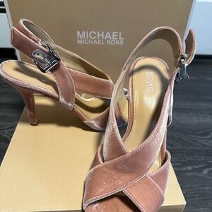 Michael Kors Rose Pink Velvet Slingback Heels